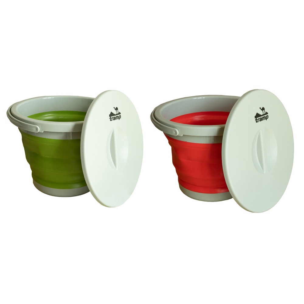 Відро TRAMP складане силіконове з кришкою 5л, Червоний